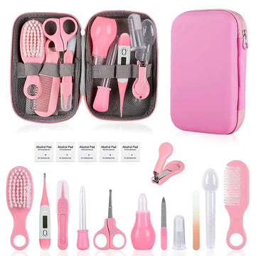 Baby Grooming Kit, Infant Safety Care Set With Hair Brush Comb Nail Clipper Nasal Aspirator Ear Cleaner,Baby Essentials Kit For