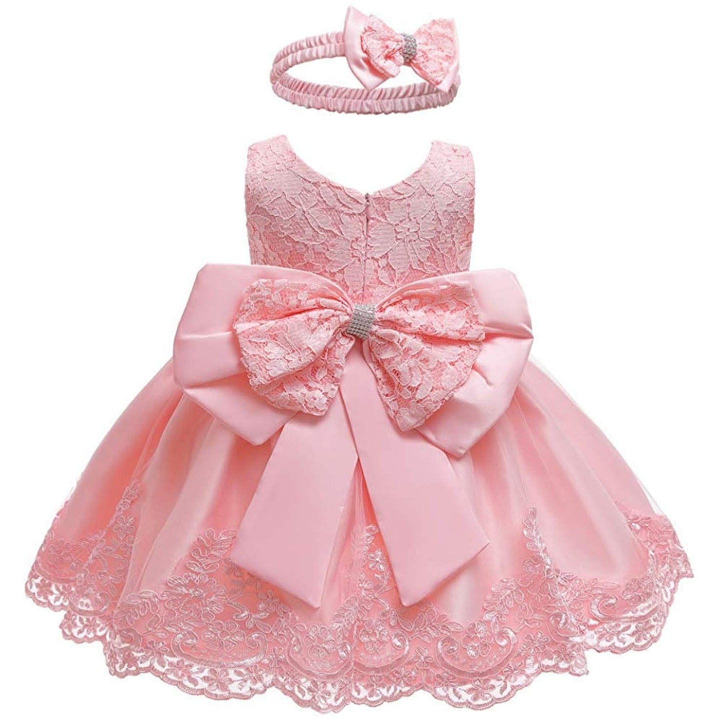 Nssmwttc Baby Girl Ball Gown Dress Infant Birthday Party Christmas New Year Dresses Toddler Christmas (Pink02,6M)