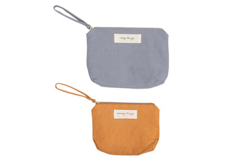 Pearhead Mom Things/Baby Things Pouch Set, Diaper Bag Storage Pouches, New Mom And Newborn Gift Sets, Modern Neutral Cosmetic An