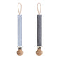 mushie Linen Baby Pacifier Clip Holder | Soft Fabric Strap, 2-Pack (Powder Blue/Deep Sea)