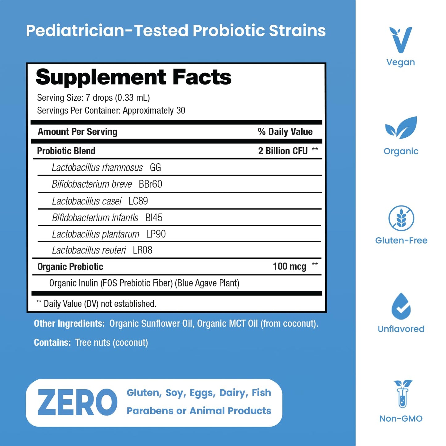 Usda Organic Baby Probiotic Drops For Infants | Helps With Colic, Reflux, Gas & Constipation Relief | Digestion & Immune Support