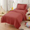 KKJIAF 3 Piece Toddler Sheet Set Microfiber, Includes a Flat Sheet, a Fitted Sheet and a Ruffle Pillowcase, Rust Red