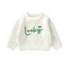 Ayalinggo Valentines Baby Girl Boy Outfit Toddler Knit Sweater Long Sleeve Crewneck Sweatshirt St Patricks Day Clothes (White Lu