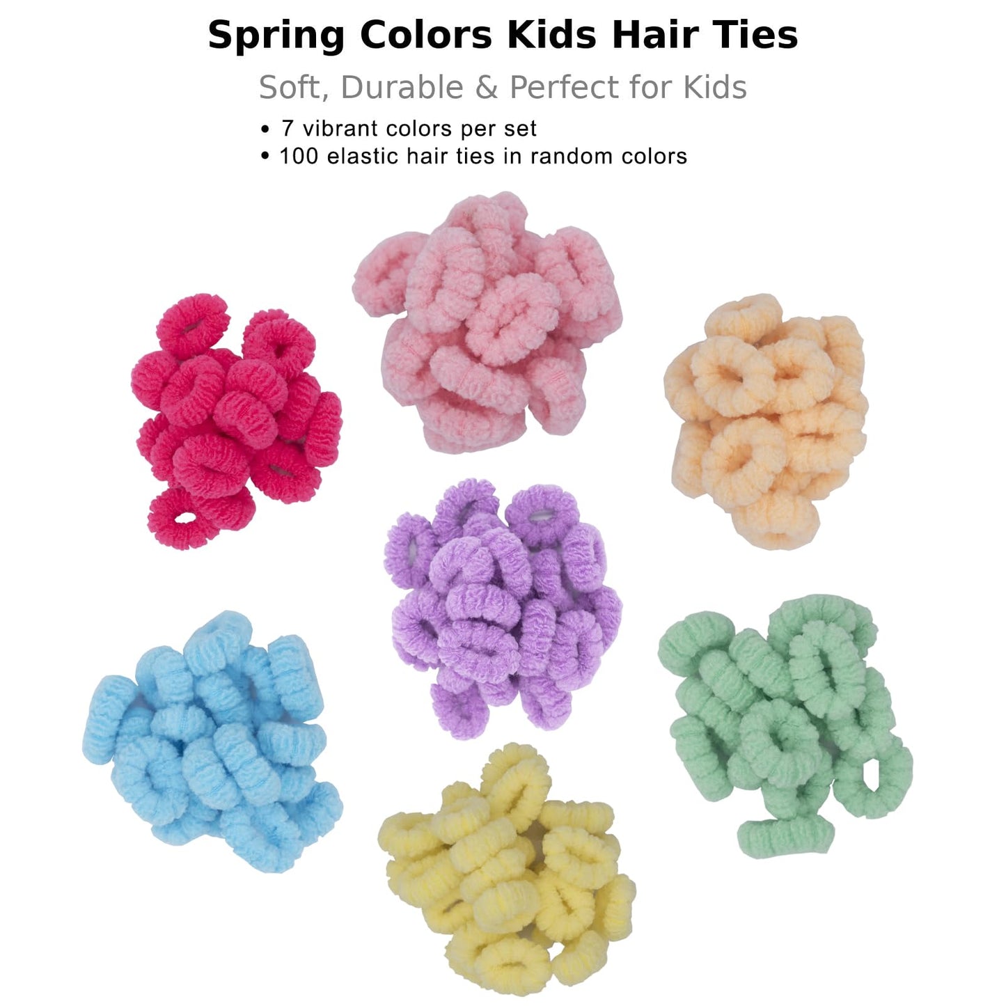 Seamless Fluffy Hair Ties For Kids,100 Psc Baby Hair Ties,Seamless Cotton Toddler Hair Ties,Soft Hair Ties For Little Girls And