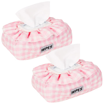 Whiidoom Baby Wipes Cover - Muslin Cotton Wipes Dispenser, Universal Size Fits All Wipes & Tissues, Diaper Pouch for Nursery, Li