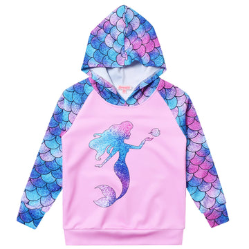 Qpancy Mermaid Sweatshirt Girls Hoodie Fall Spring Outfit Halloween Costume, 4T 5T