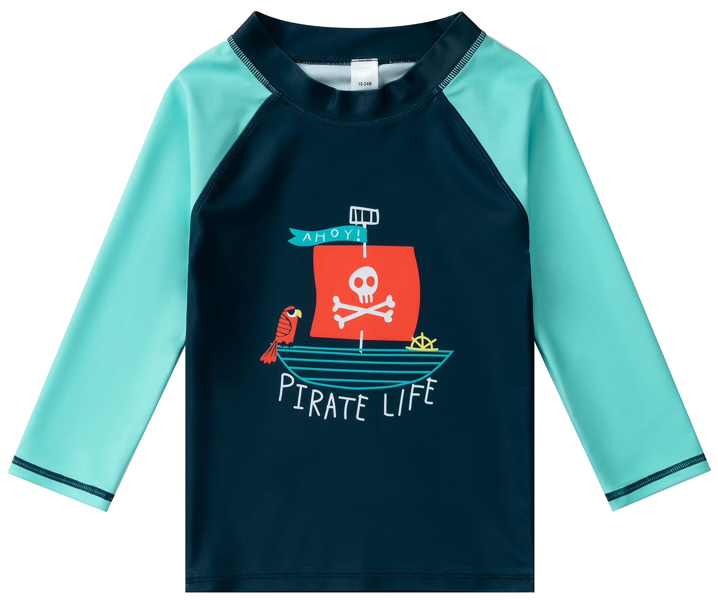 Toddlers And Baby Boys' 3-Piece Swimsuit Trunk Rashguard Set And Sun Hat Swimwear Bathing Suit Sunsuit Swim Shirt Upf 50+ Pirate