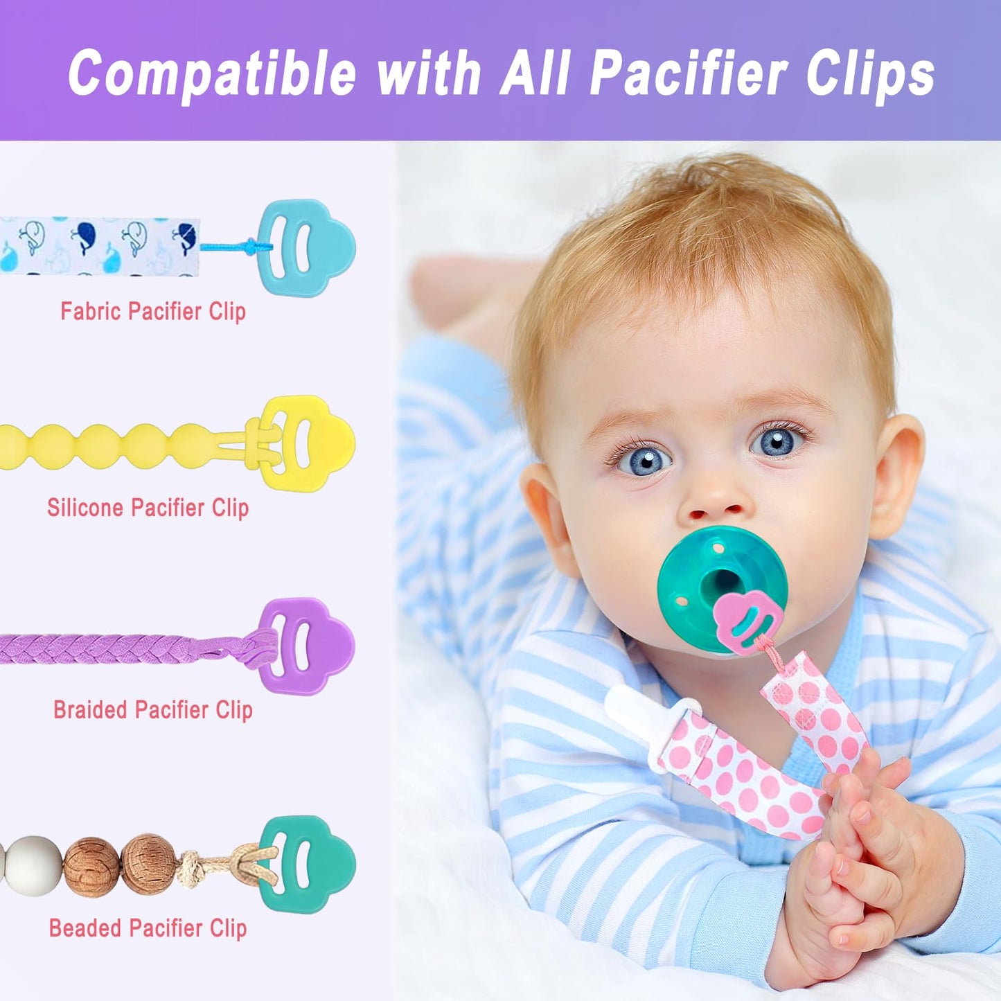 5 Pack Silicone Pacifier Clip Adapter Ring For Philips Avent Soothie, 100% Food-Grade Silicone Binky Clips Holder Adapter Rings