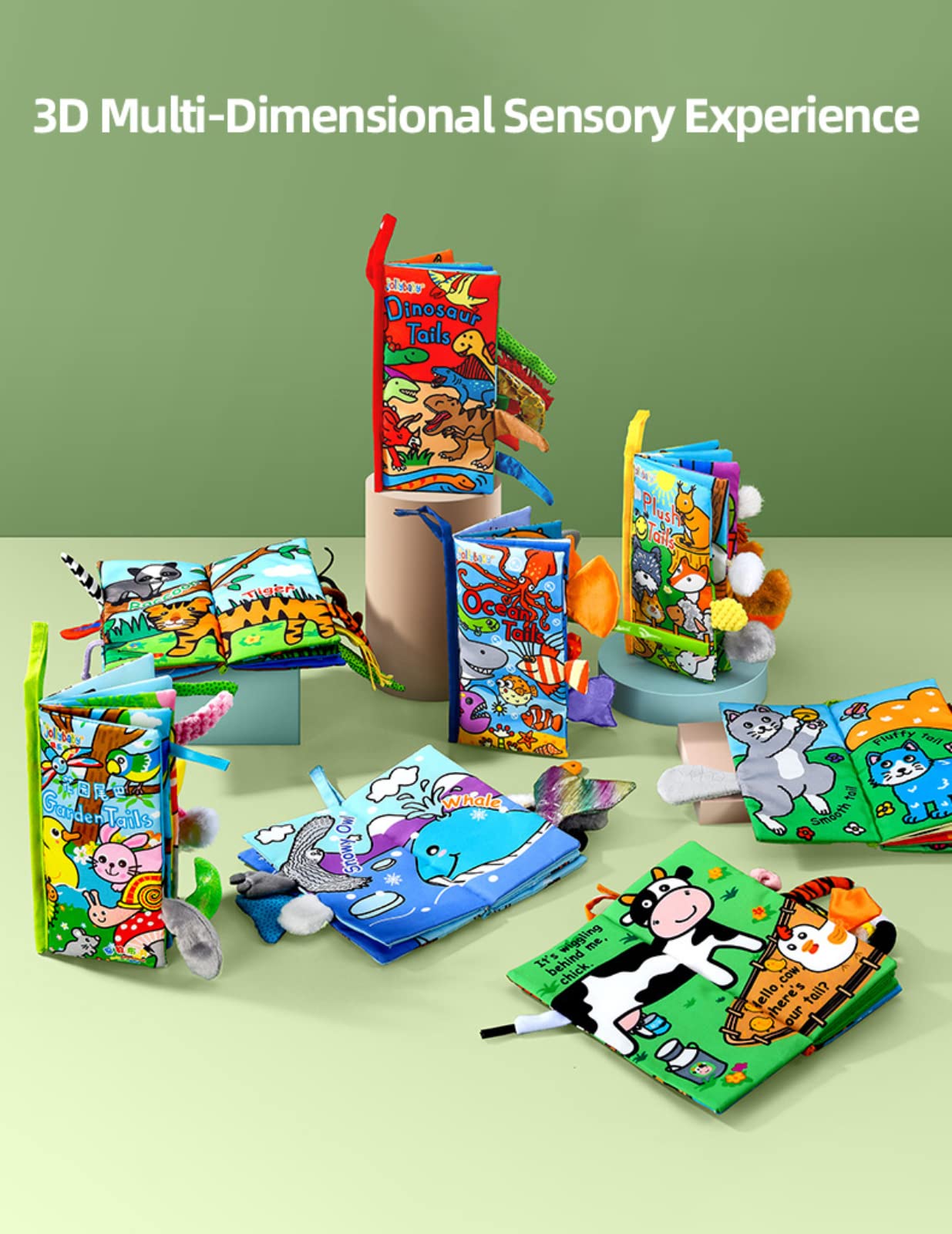 Jollybaby Baby Cloth Books, Touch & Feel Crinkle Soft Books, for Infants Babies, Toddler Early Educational Interactive Stroller