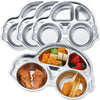 Tioncy 4 Pcs Stainless Steel Kids Plates 4 Sections Divided Unbreakable Dinner Plates Cute Car Shape bowls for Babies, Toddlers 