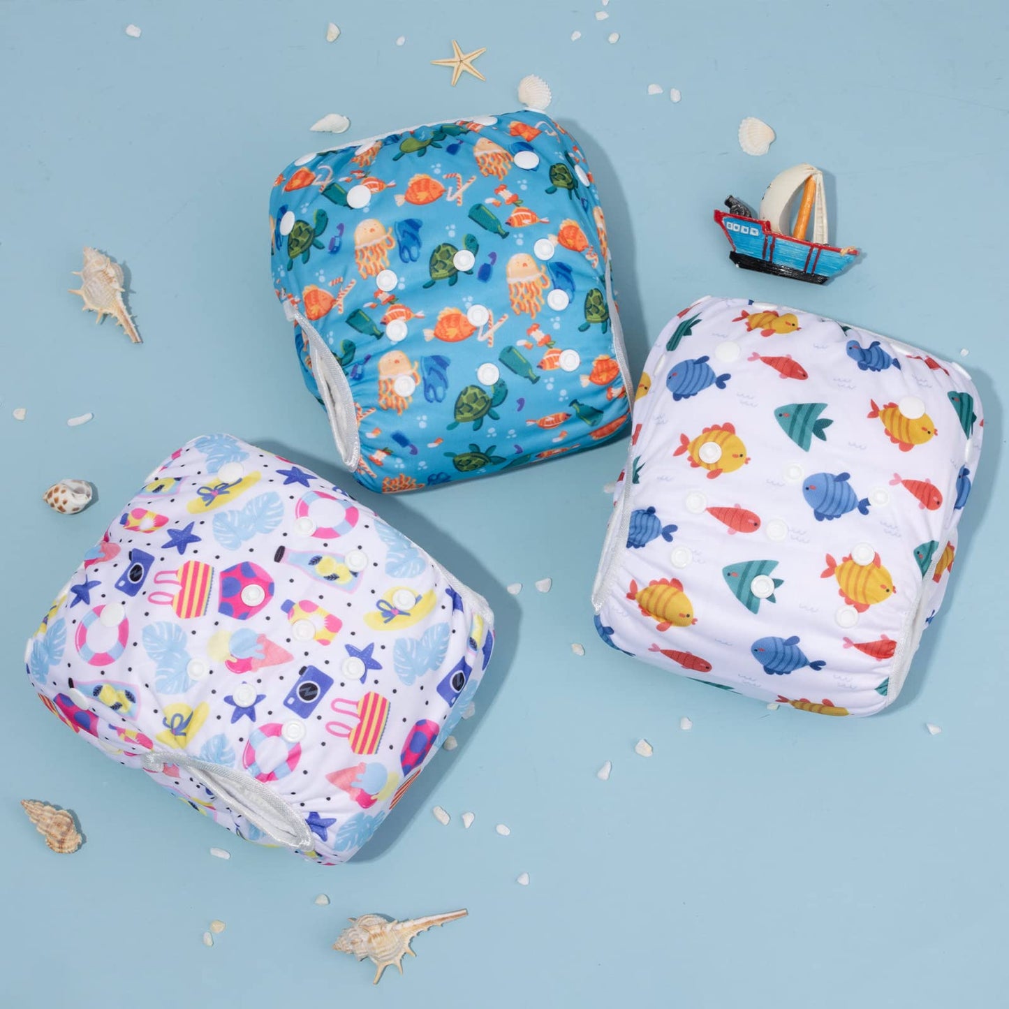 Alvababy Large Cloth Swim Diaper 3Pcs Baby/Toddler/Infant Snap Reusable Adjustable Swimming Diaper Baby Gifts Baby Boy And Girl