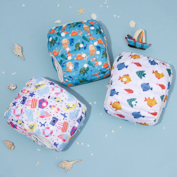 Alvababy Large Cloth Swim Diaper 3Pcs Baby/Toddler/Infant Snap Reusable Adjustable Swimming Diaper Baby Gifts Baby Boy And Girl