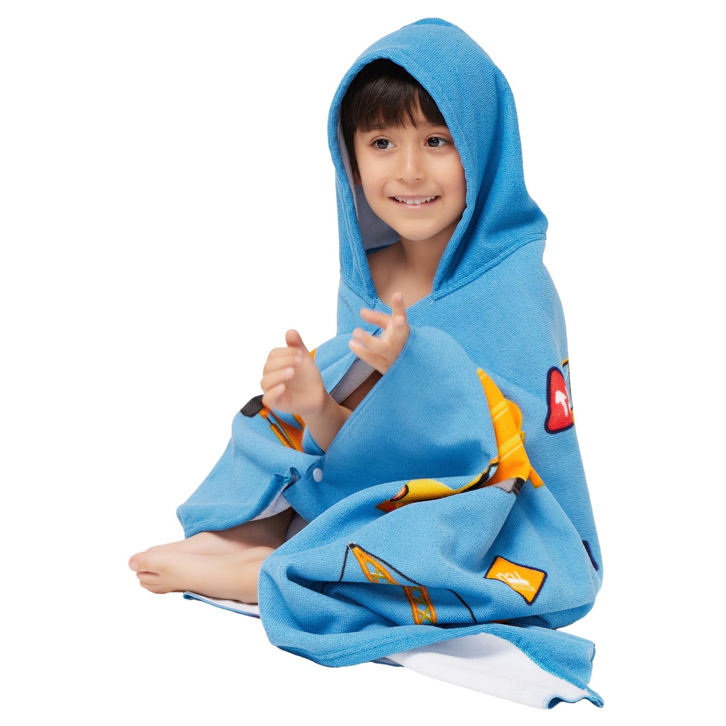 Gealaek Hooded Towel For Toddlers 2-10 Years Boys Girls Kids Bath Pool Beach Towel Wrap Soft Absorbent Beach Poncho(Construction