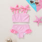 Younger Tree Toddler Girls Two Pieces Swimsuit Color Block Stripe Swimwear Summer Beach Bathing Suit 18M-5T(Pink 4-5T)