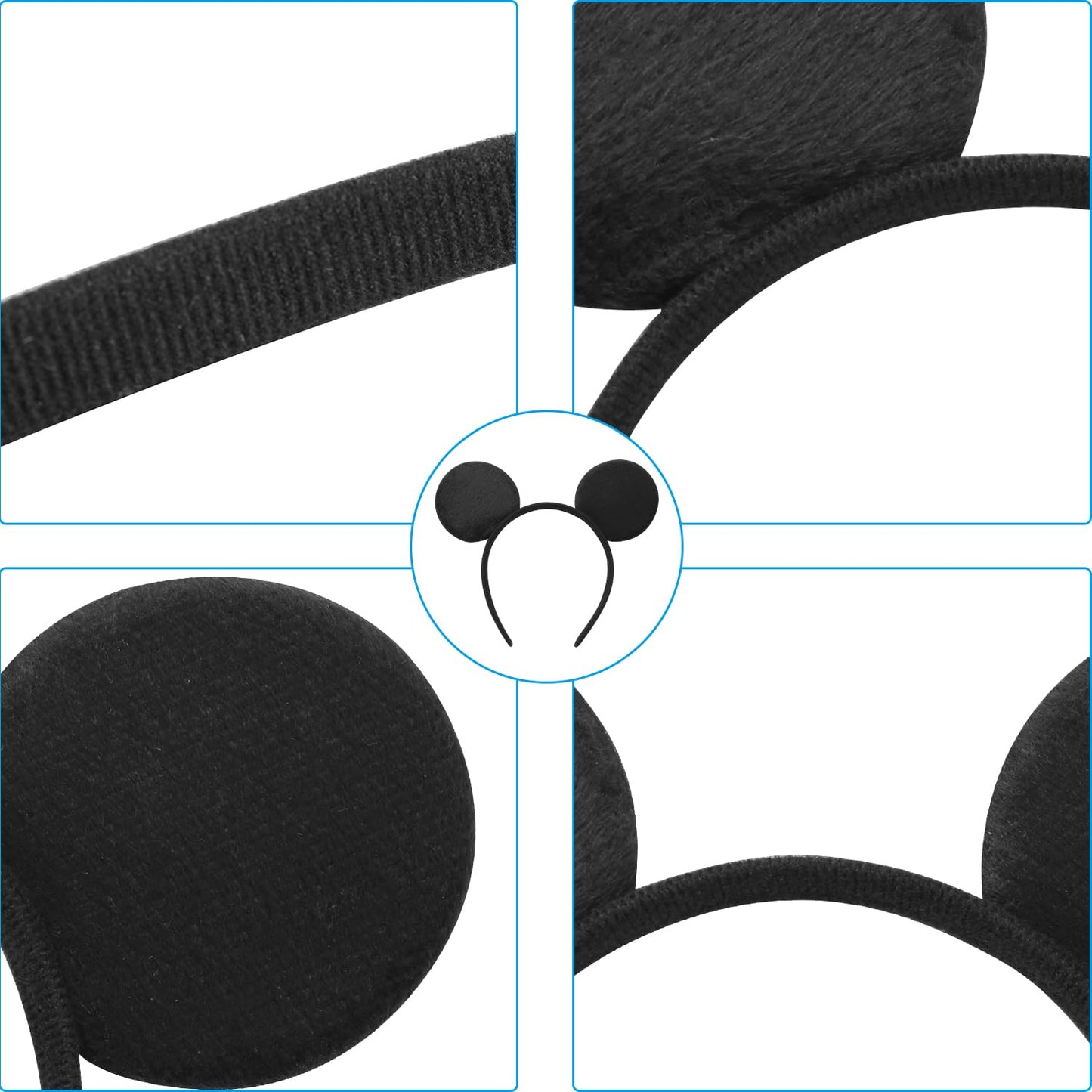 20 Pack Mouse Ears Solid Black Ears Headband For Birthday Party Supplies And Mouse Themed Costume Cosplay Decoration