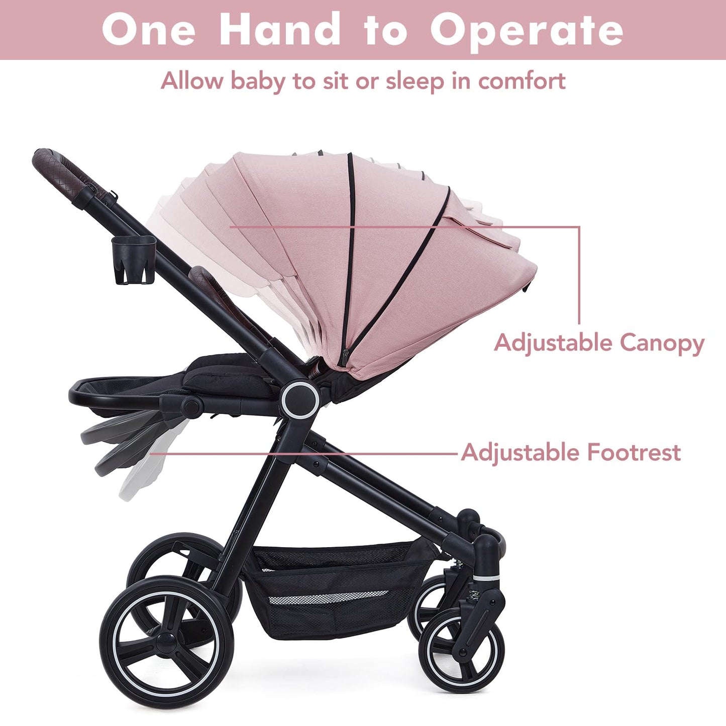 2-In-1 Baby Stroller Travel Stroller Reversible Stroller, Bassinet Stroller With Convenient One-Handed Folding Feature Stroller