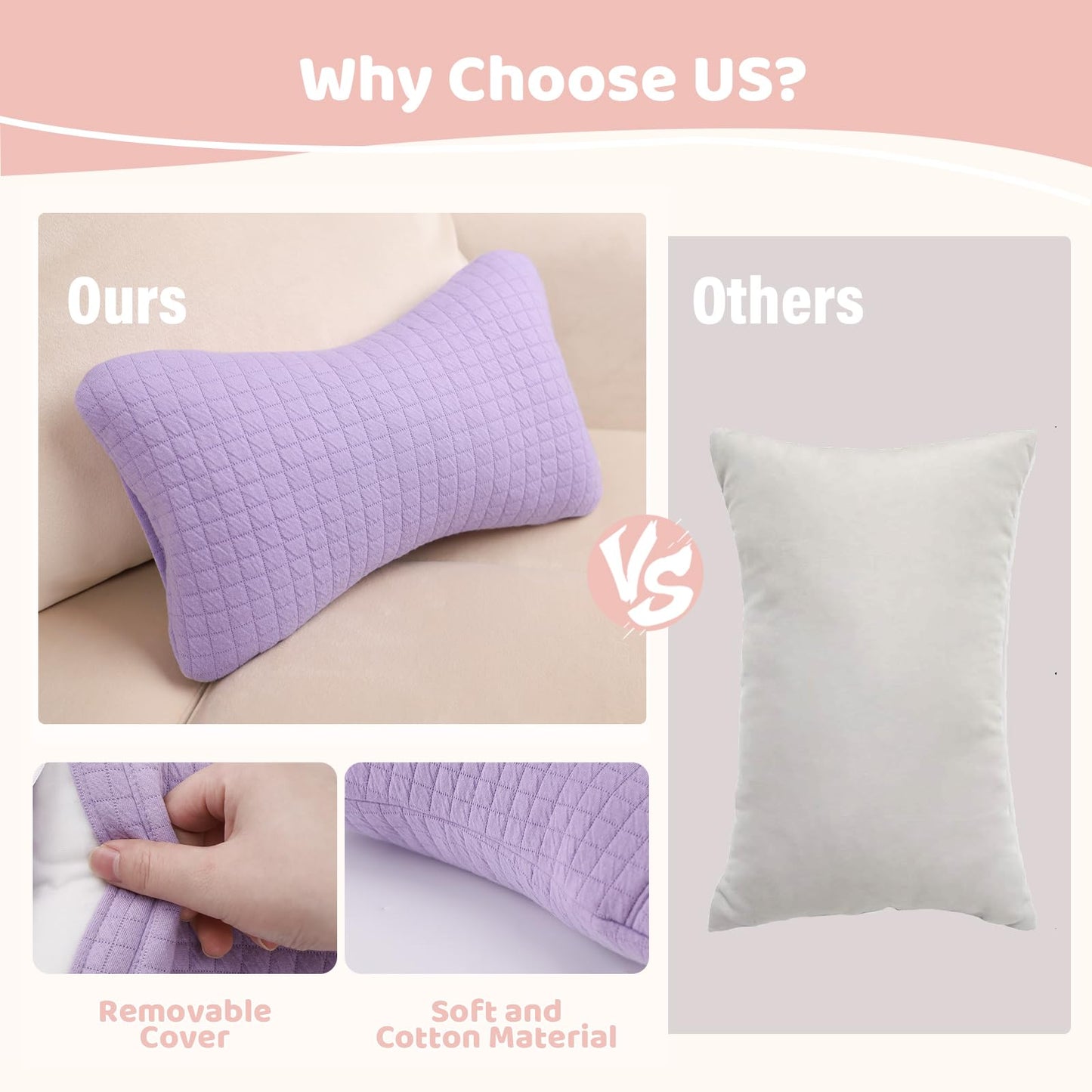 Vocheer 11X7In Mini Travel Pillow, Small Pillows For Sleeping, Tiny Pillows For Neck, Wrist, Lumbar And Knee, Pets Pillow, Cotto
