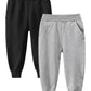 Gfqlong Toddler Baby Boys 2 Pack Cotton Active Jogger Pants,Kids Casual Athletic Sweatpants Solid Pocket Bottoms,Black+Grey 2-3T