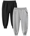 Gfqlong Toddler Baby Boys 2 Pack Cotton Active Jogger Pants,Kids Casual Athletic Sweatpants Solid Pocket Bottoms,Black+Grey 2-3T
