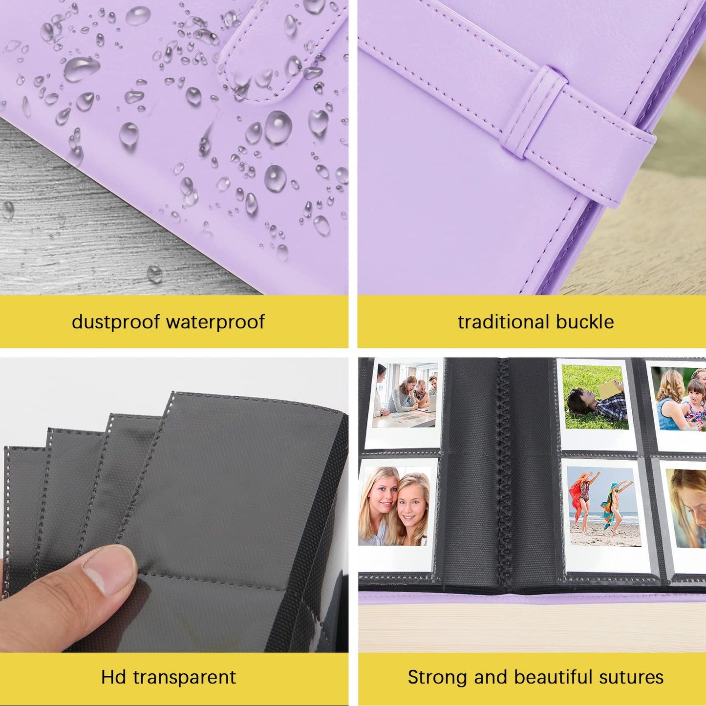 256 Photos Album For Polaroid Go Everything Box Camera And Instant Film,Polaroid Go Photo Album Book (Purple)