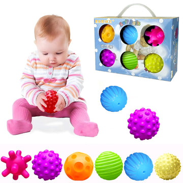 ROHSCE Baby Textured Multi Sensory Toys Massage Ball Gift Set BPA Free for Toddlers 1-3 Soft Balls montessori Infant Baby Toys 6