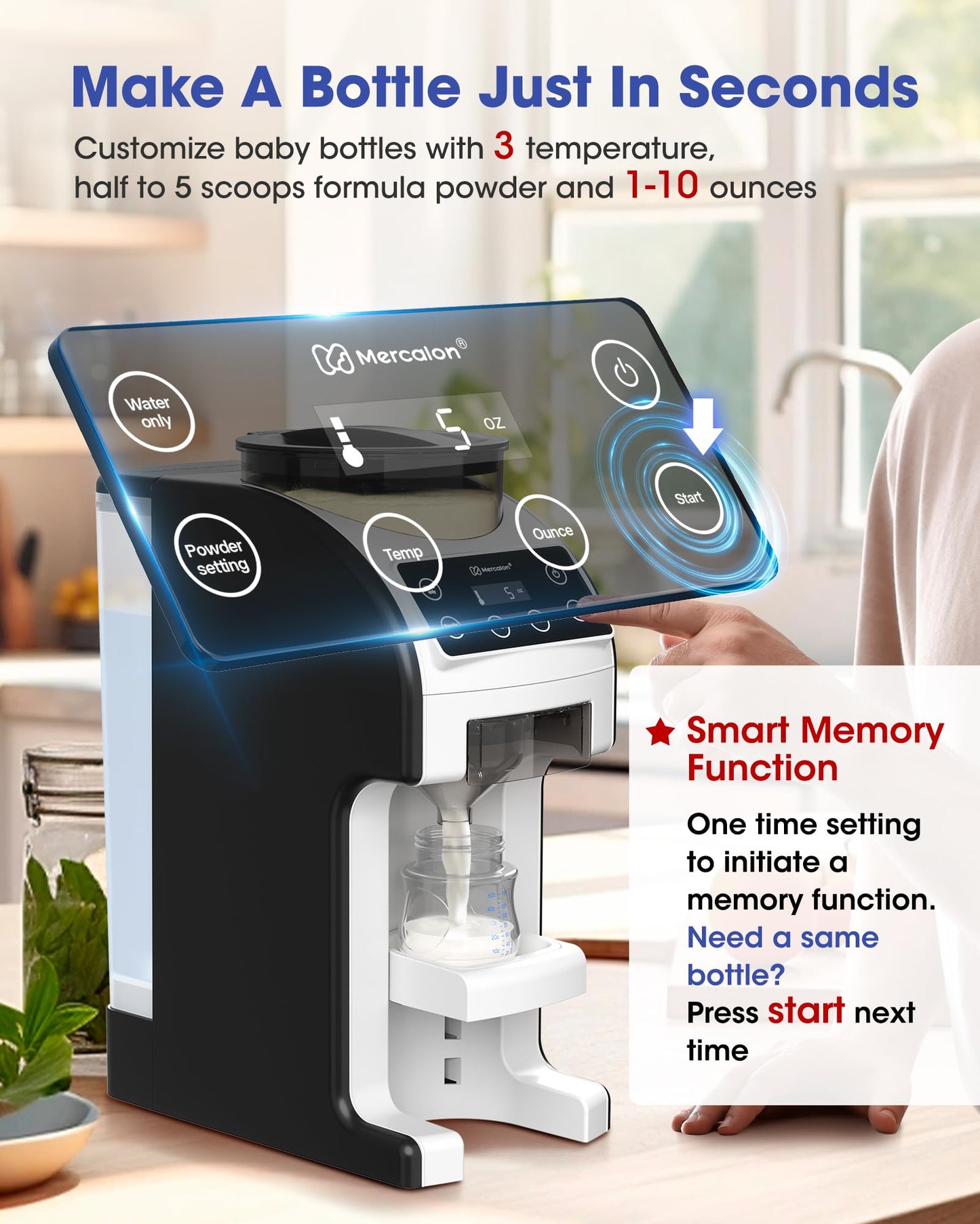 Mercalon Instant Formula Maker, Fast And Customizable Formula Dispenser Machine With Accurate Temperature Control For Baby, Auto