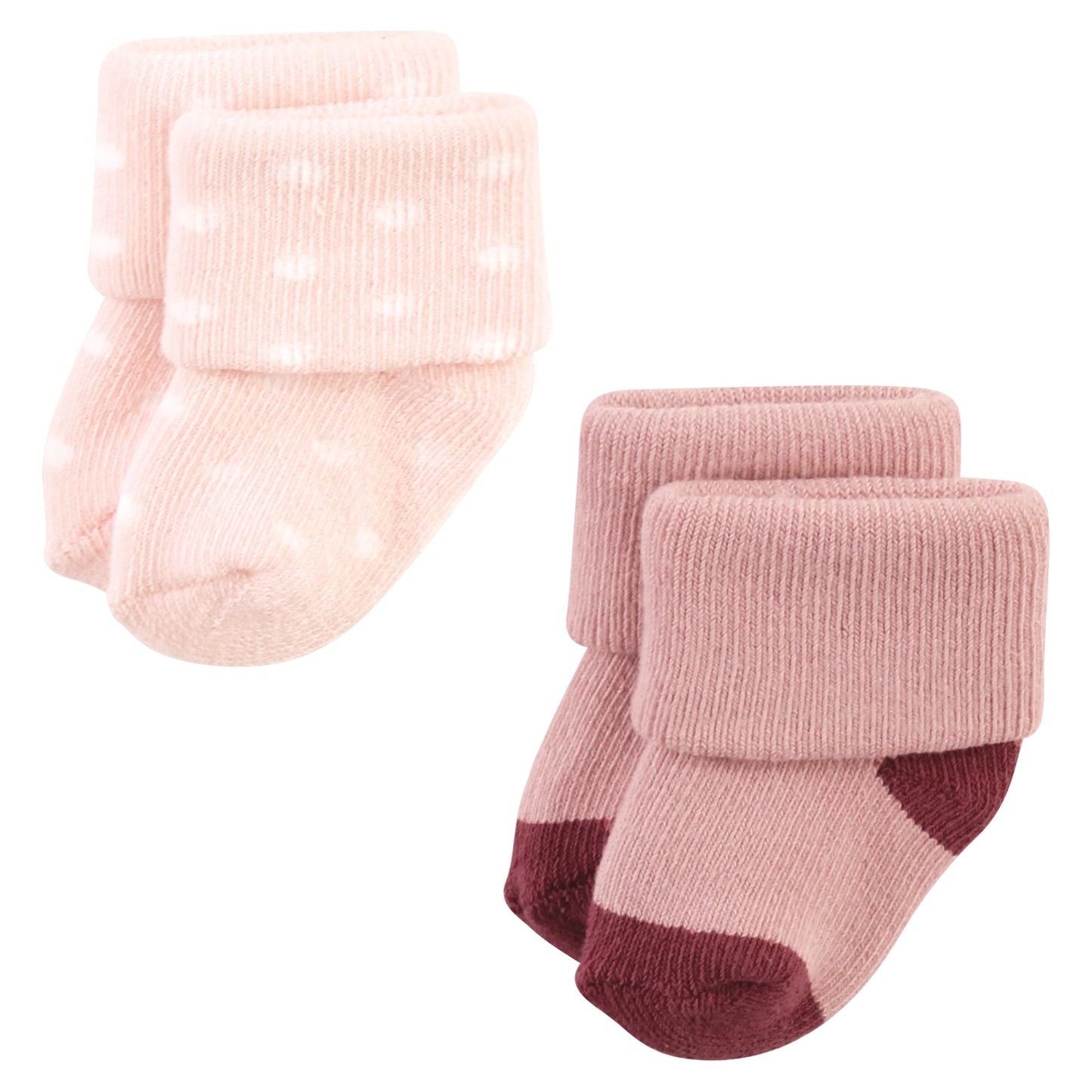 Hudson Baby Unisex Baby Cotton Rich Newborn And Terry Socks, Mauve Sage Dot, 6-12 Months