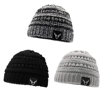 Sarfel Baby Beanies For Boys Baby Hats Winter Knit Baby Boy Hat Toddler Hats 3 Pack Black White & Light Grey & Black