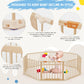 Hommow Wooden Baby Playpen Extra Large, 74?74Foldable Play Fence For Babies And Toddlers,Safety Play Yard With Locking Gate, Cha