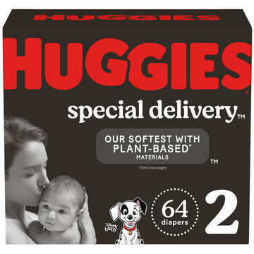 Huggies Special Delivery Hypoallergenic Baby Diapers Size 2 (12-18 Lbs), 64 Ct, Fragrance Free, Safe For Sensitive Skin