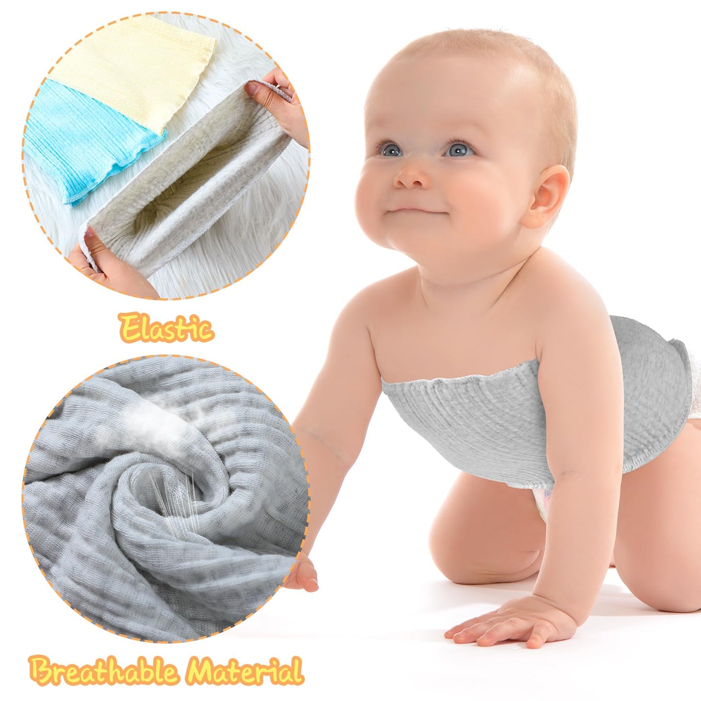 Cutecrop 10 Pcs Baby Belly Band Elastic Gtube Belt Double Layer Belly Button Cover Cotton Gtube Cover Umbilical Hernias Belt For