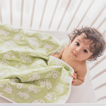 TIDY SLEEP Baby Blankets 6 Layer Wraper 100% Cotton Stroller Cover Receiving Blankets, Green (100 Cm X 90 Cm), Breathable