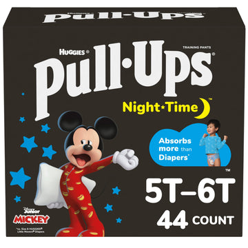Pull-Ups Boys' Night-Time Potty Training Pants, Size 5T-6T Overnight Training Underwear (46-60 Lbs), 44 Ct