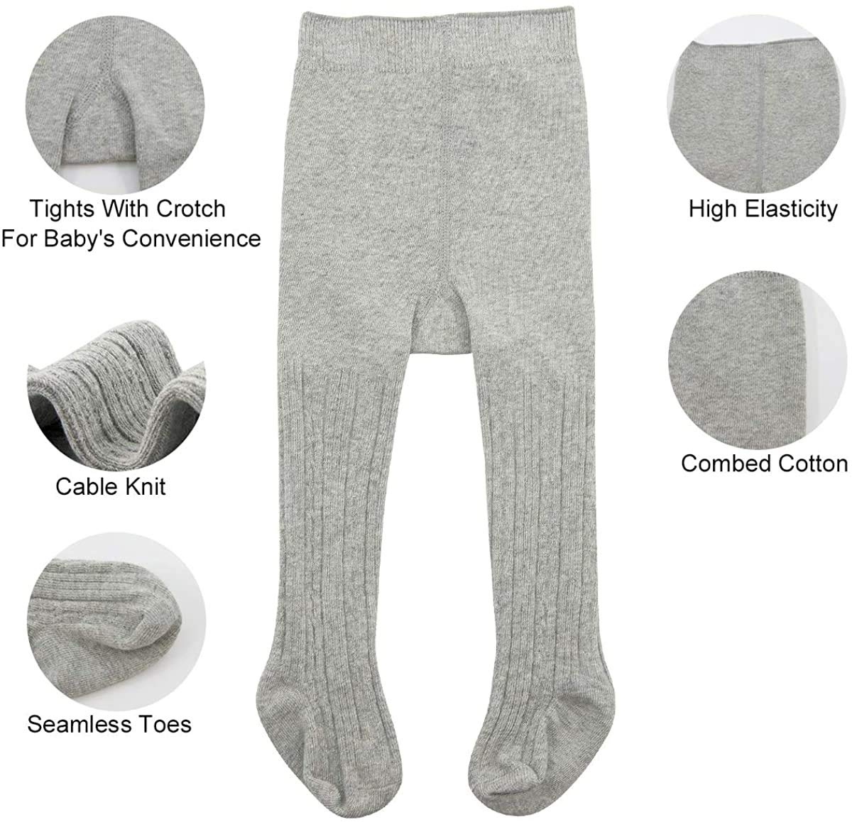 Century Star Baby Tights For Girls Soft Cotton Infant Leggings Toddler Solid Knit Socks Warm Stockings Newborn Pants Light Grey