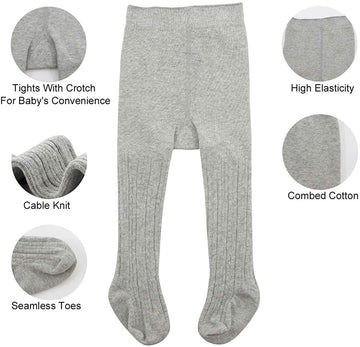 Century Star Baby Tights For Girls Soft Cotton Infant Leggings Toddler Solid Knit Socks Warm Stockings Newborn Pants Light Grey