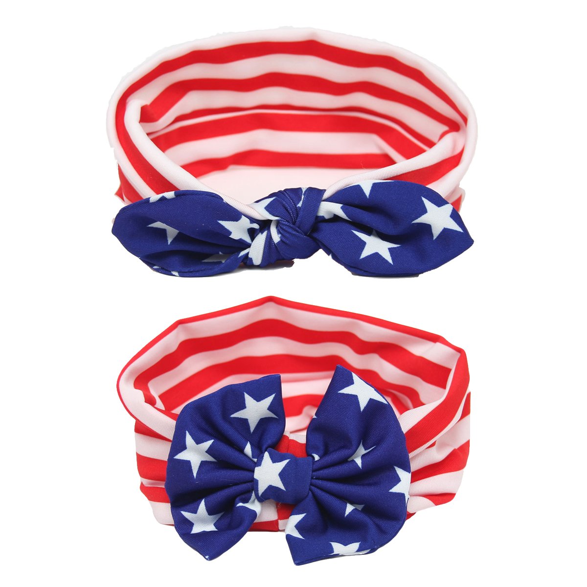 Justmydress Baby Girl Elastic Headbands Turban Knot Bow Knot Rabbit Ears Bow Headwraps Ja36 (2 Pcs-Set A)