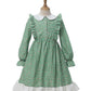 Nuoqi Prairie Dresses For Girls Pioneer Girl Laura Ingalls Wilder Costume With Apron 6-7 Green