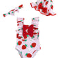 SODLON Baby Girl Swimsuit 6-12 Month Infant Girls One-Piece Swimsuits Ruffle Red Strawberry Bathing Suit with Hat Cute Tankini B