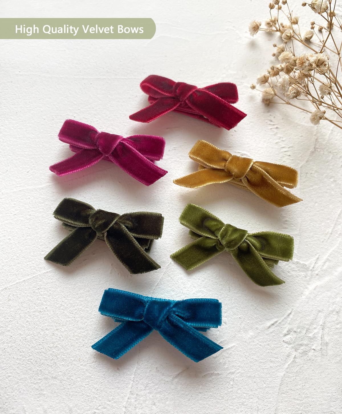 Velvet Bows For Baby Girls, 20Pcs Boutique Tiny Baby Hair Clips, Fully Lined Hair Barrettes Alligators For Infants Toddlers Fine