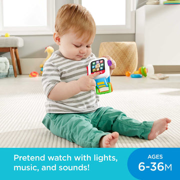 Fisher-Price Baby to Toddler Toy Laugh & Learn Time to Learn Smartwatch with Lights & Music for Pretend Play Infants Ages 6+ Mon