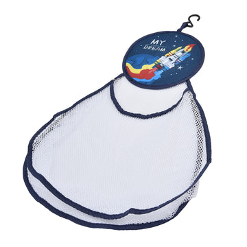 Cartoon Bath Toy Net Bag, Mesh Stable Large Capacity Delicate Bath Net Bag for Tidy Up The Living Room for Storing Toys(Rocket)