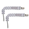 Booginhead Pacifier Clip Baby Pacifier Holder Pacigrip 2-Pack, Gray Chevron