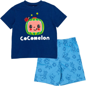 Cocomelon Jj Yoyo Tomtom Infant Baby Boys Graphic T-Shirt & French Terry Shorts Blue 12 Months