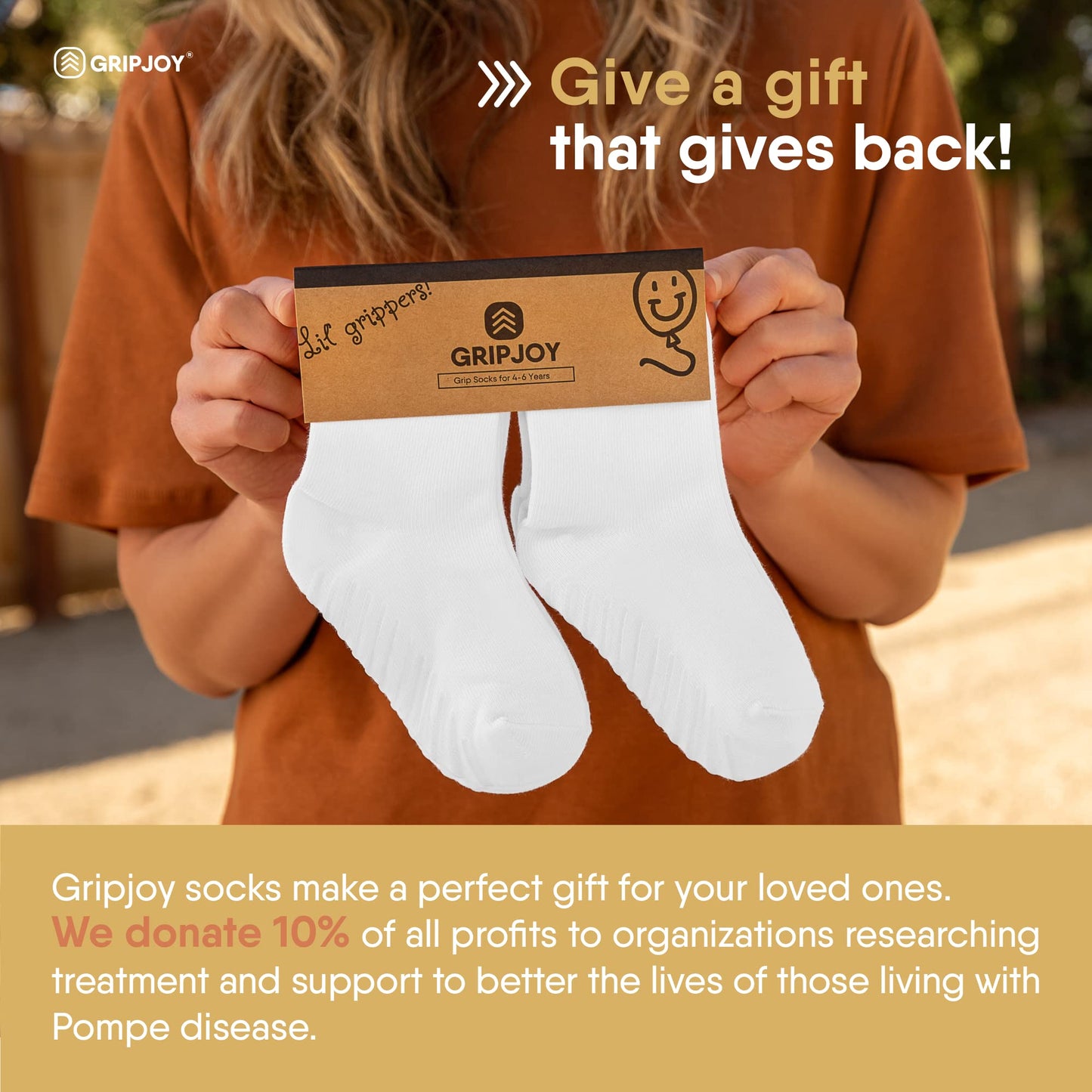 Gripjoy Toddler Socks With Grippers - Non Slip Socks For Kids - Toddler Grip Socks - 4-6 Years - White - 4 Pairs
