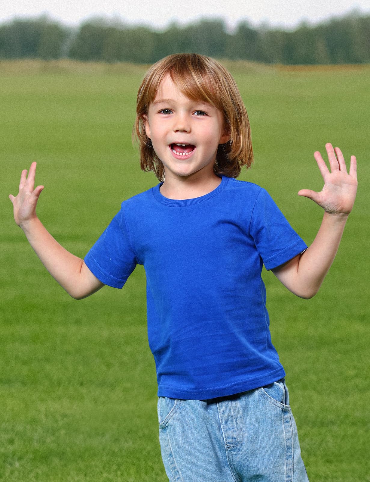 Cosland Toddler Baby Plain Short Sleeves 100% Cotton Tee, Blue, 2T