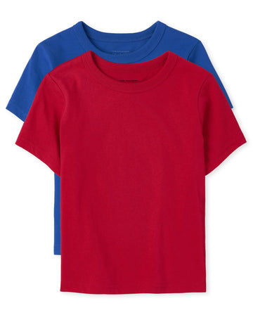 The Children'S Place Baby Boys' And Toddler Basic Short Sleeve Tee, Blue/Red 2-Pack, 6-9 Months