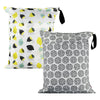 2Pcs Waterproof Reusable Wet & Dry Bag For Baby Cloth Diaper Gym Clothes Travel Bags Washable Beach Pool Swimsuits Pockets With