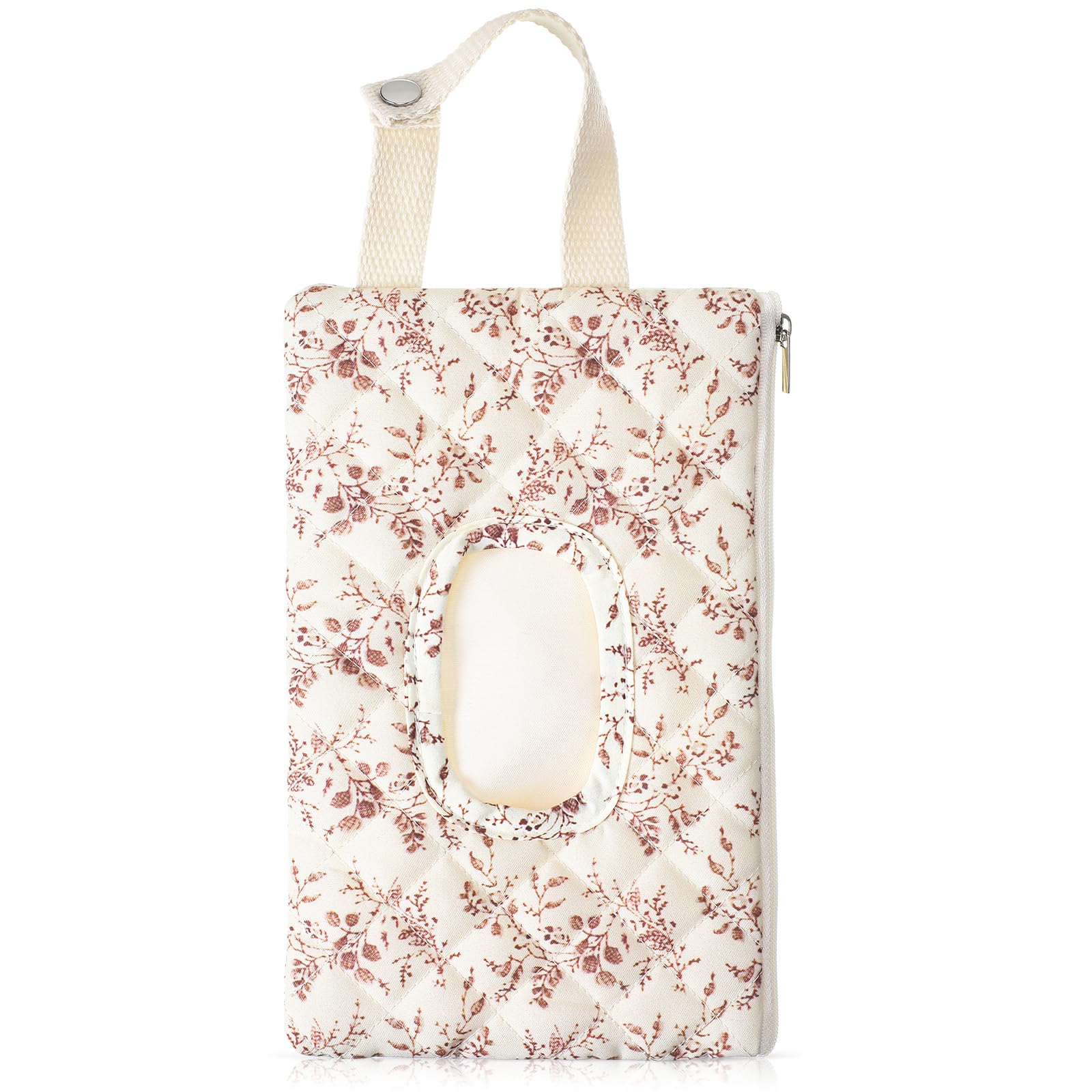 Cosblank 1 Pcs Quilted Diaper and Wipes Pouch Portable Hanging Floral Wet Wipe Bag Diaper Bag Reusable Wipes Pouch for for Strol