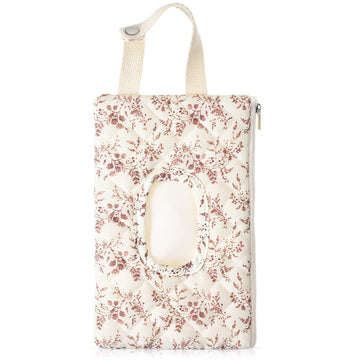 Cosblank 1 Pcs Quilted Diaper and Wipes Pouch Portable Hanging Floral Wet Wipe Bag Diaper Bag Reusable Wipes Pouch for for Strol