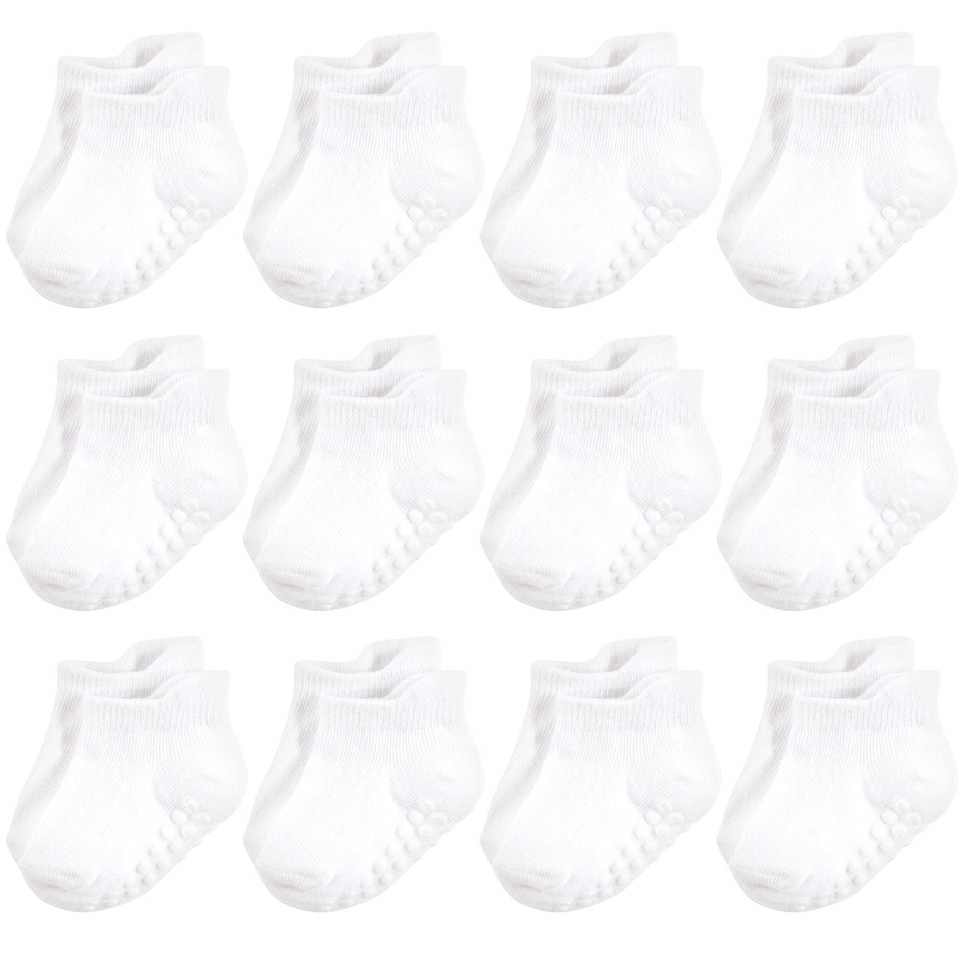 Hudson Baby Unisex Baby Non-Skid No-Show Socks, White, 0-6 Months